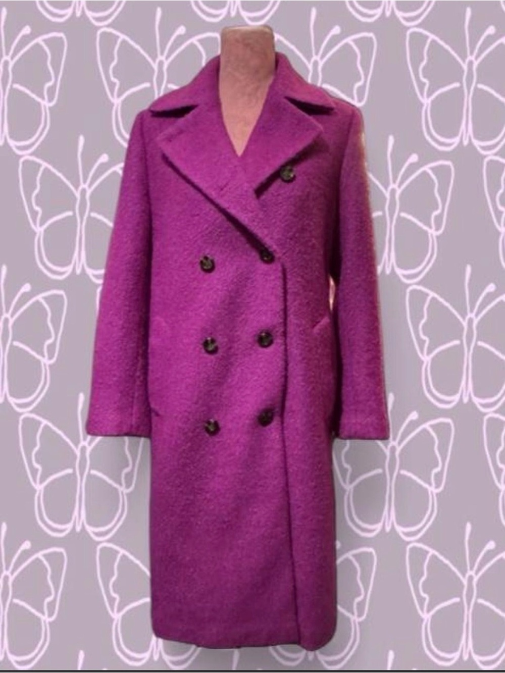 Ann Taylor Double-Breasted Fushcia - Magenta